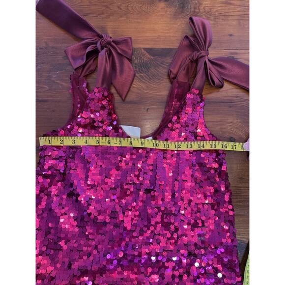 Anthropologie Women's Maeve Sequined Tie-Strap Tank Pink XS - Picture 15 of 16